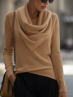 Draped Cowl Neck Long-Sleeve Top Avalabel