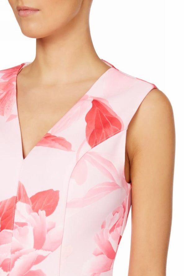 Sherry Multi Pink Floral Print V-Neck Mini Dress Avalabel