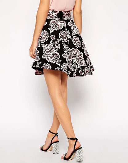 jacquard high-waisted irregular umbrella skirt