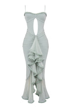 Taylor Ruffled Mesh Maxi Dress - Blue Avalabel