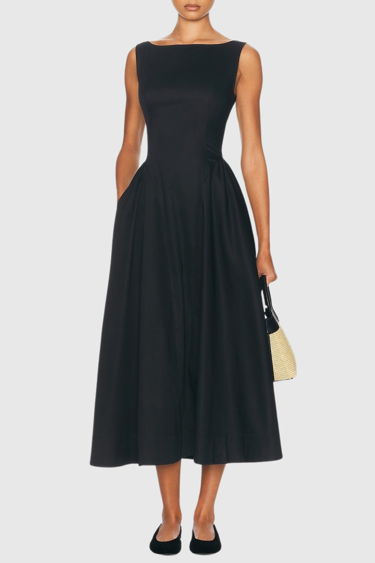 Tayna Ruched Backless Midi Dress - Black Avalabel