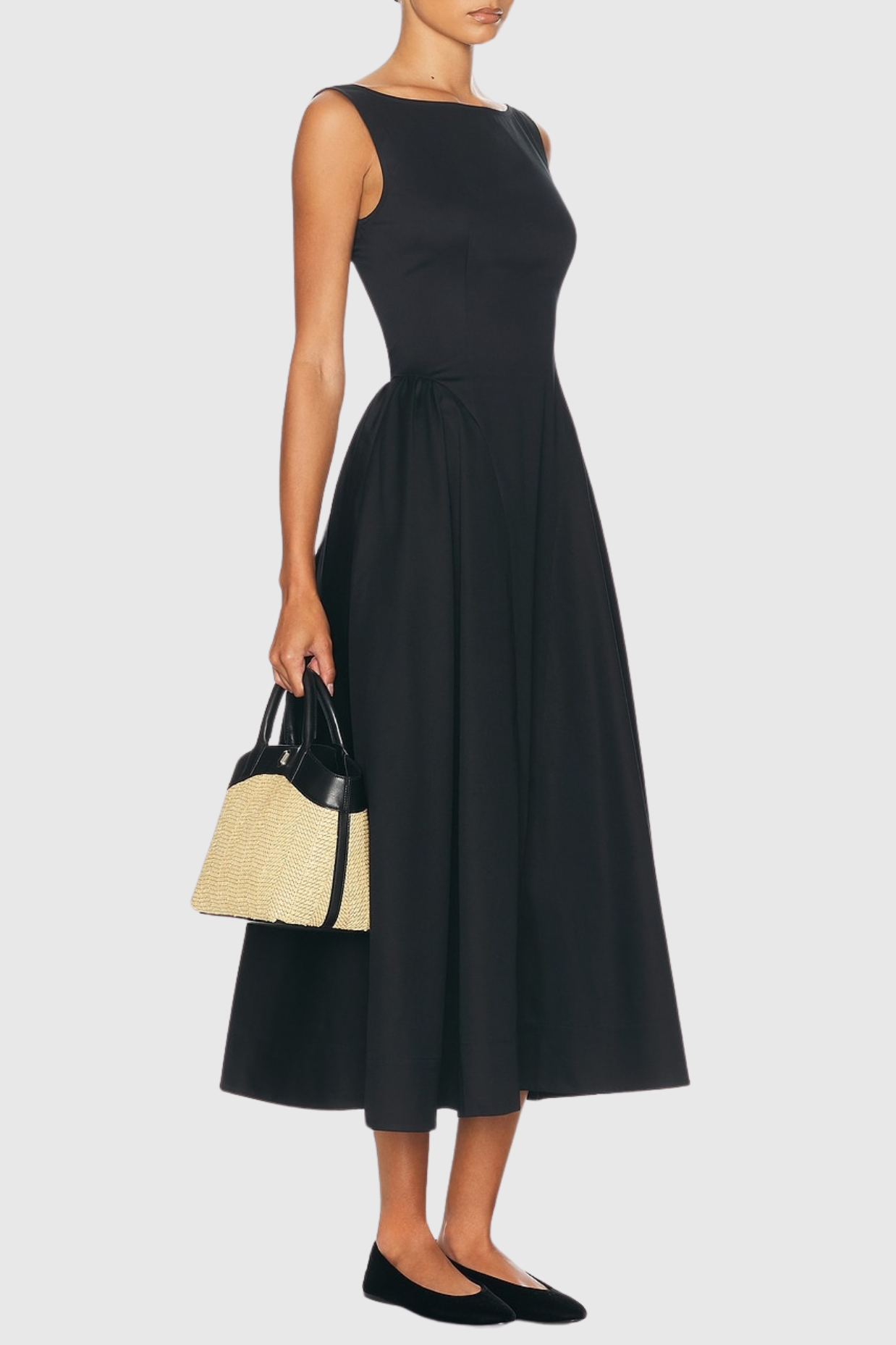 Tayna Ruched Backless Midi Dress - Black Avalabel