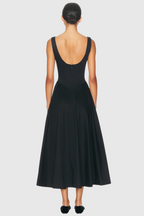 Tayna Ruched Backless Midi Dress - Black Avalabel