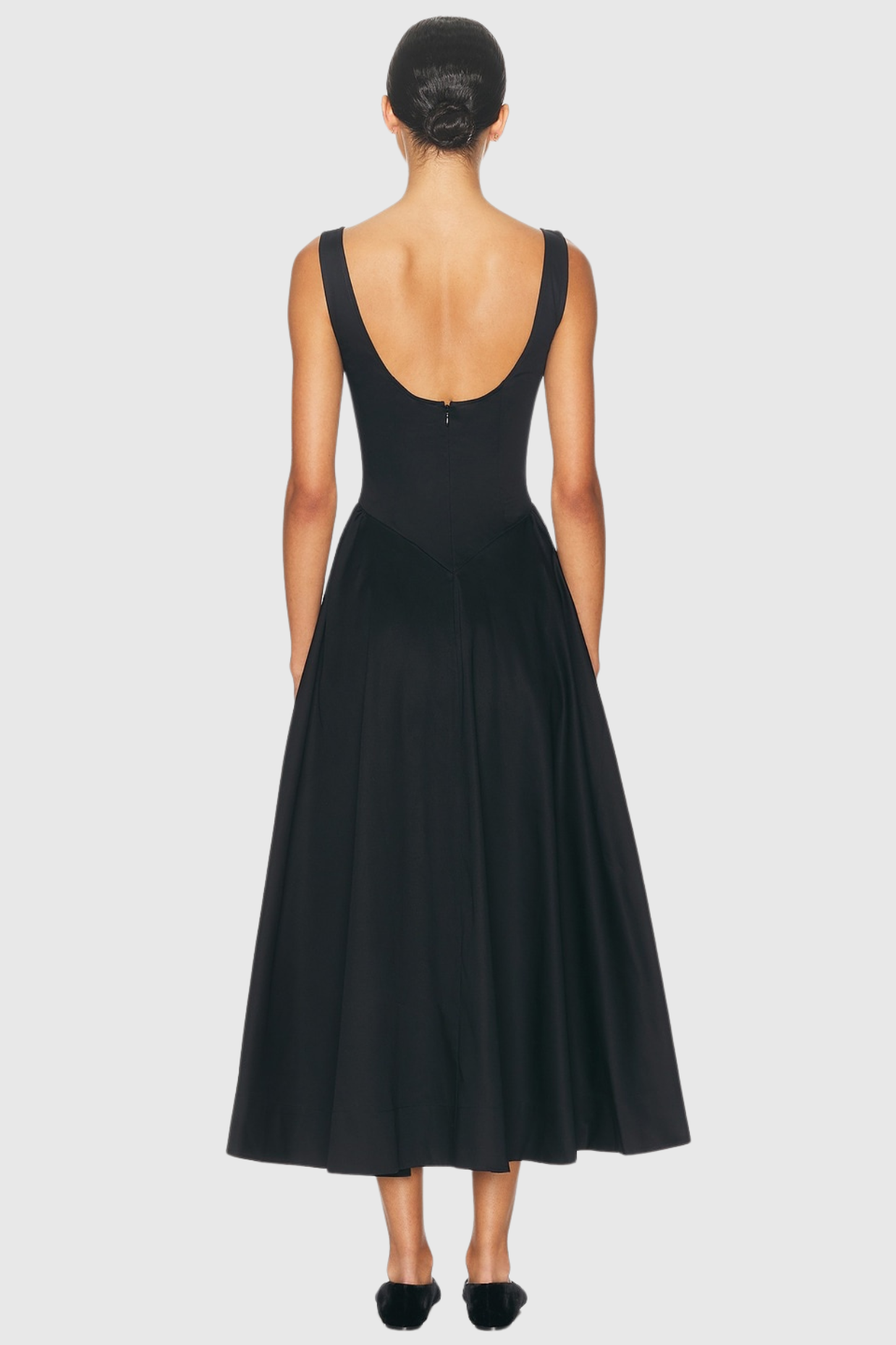 Tayna Ruched Backless Midi Dress - Black Avalabel