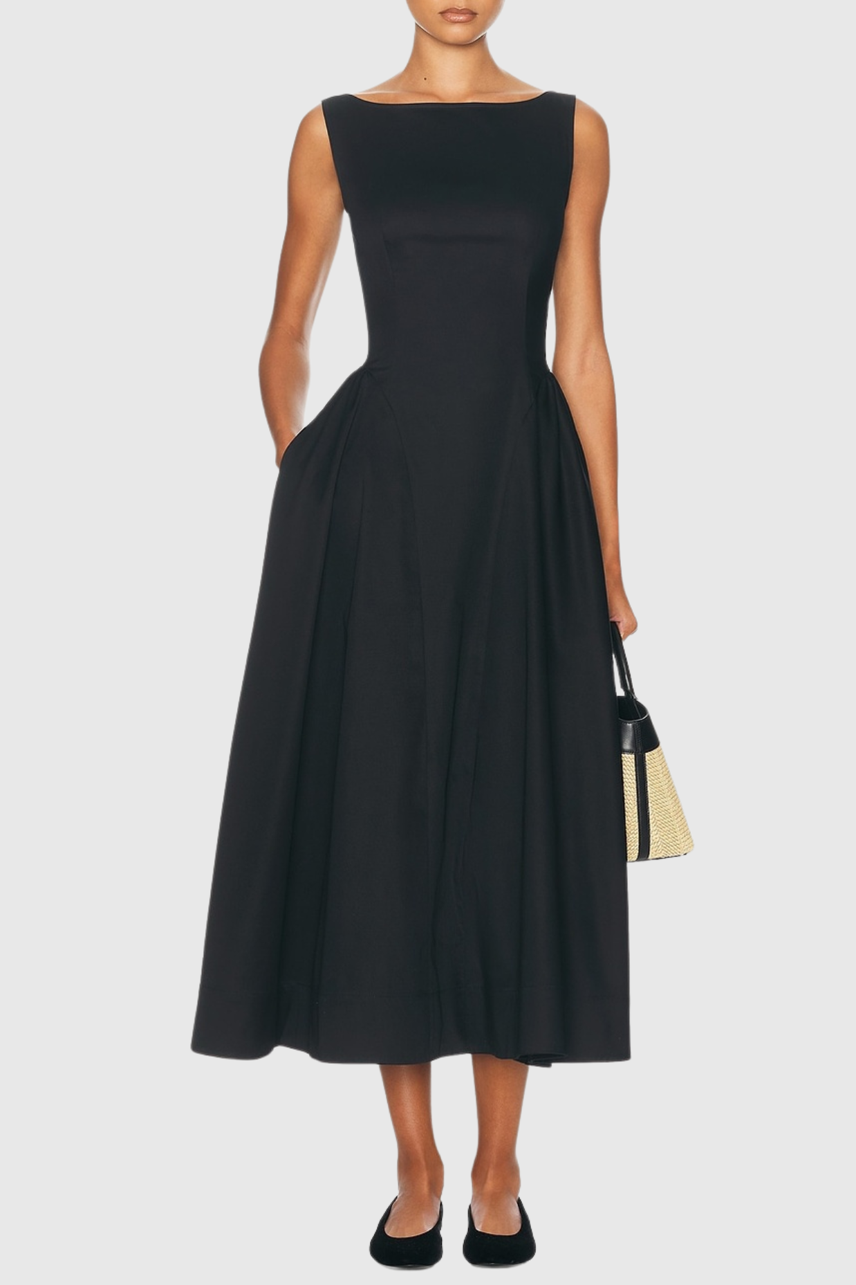 Tayna Ruched Backless Midi Dress - Black Avalabel