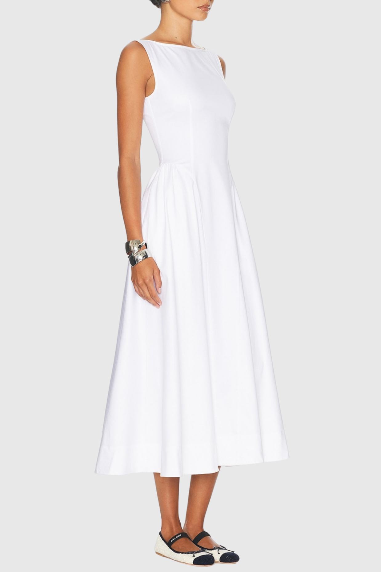 Tayna Ruched Backless Midi Dress - White Avalabel
