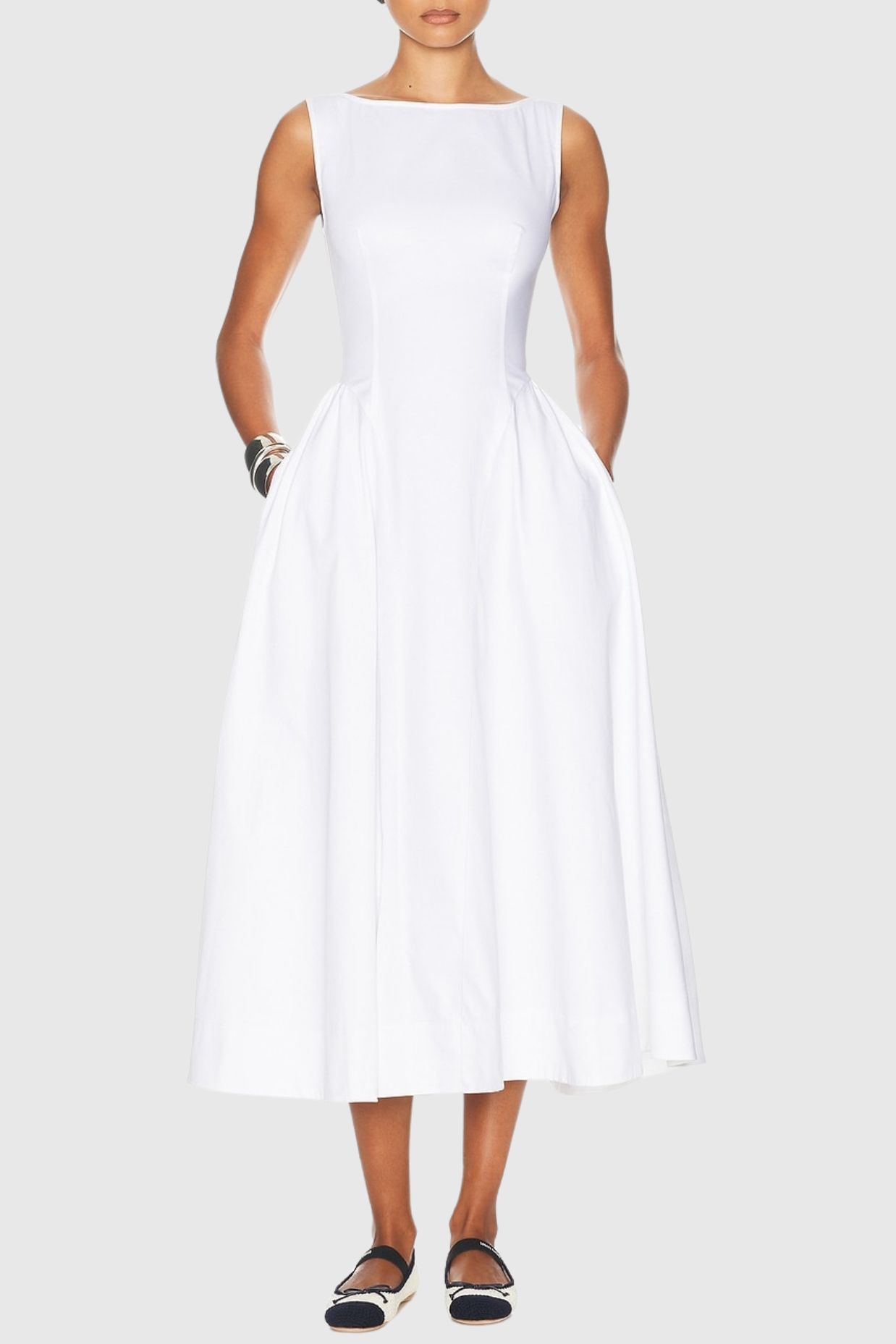 Tayna Ruched Backless Midi Dress - White Avalabel