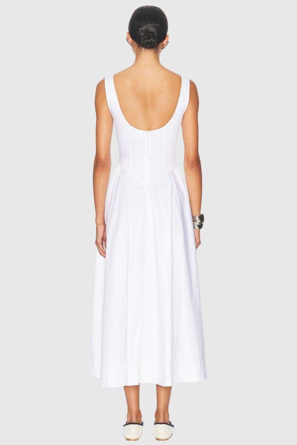 Tayna Ruched Backless Midi Dress - White Avalabel