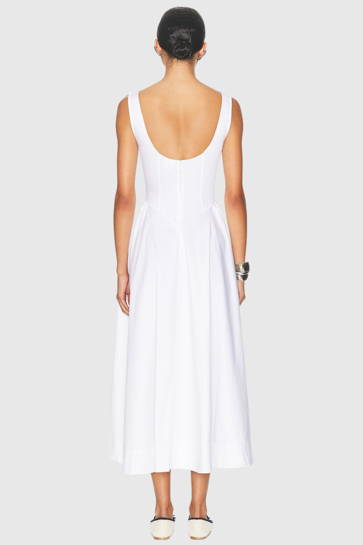 Tayna Ruched Backless Midi Dress - White Avalabel