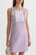 Sequin Lace Embellishments Textured Mini Dress In Purple Avalabel