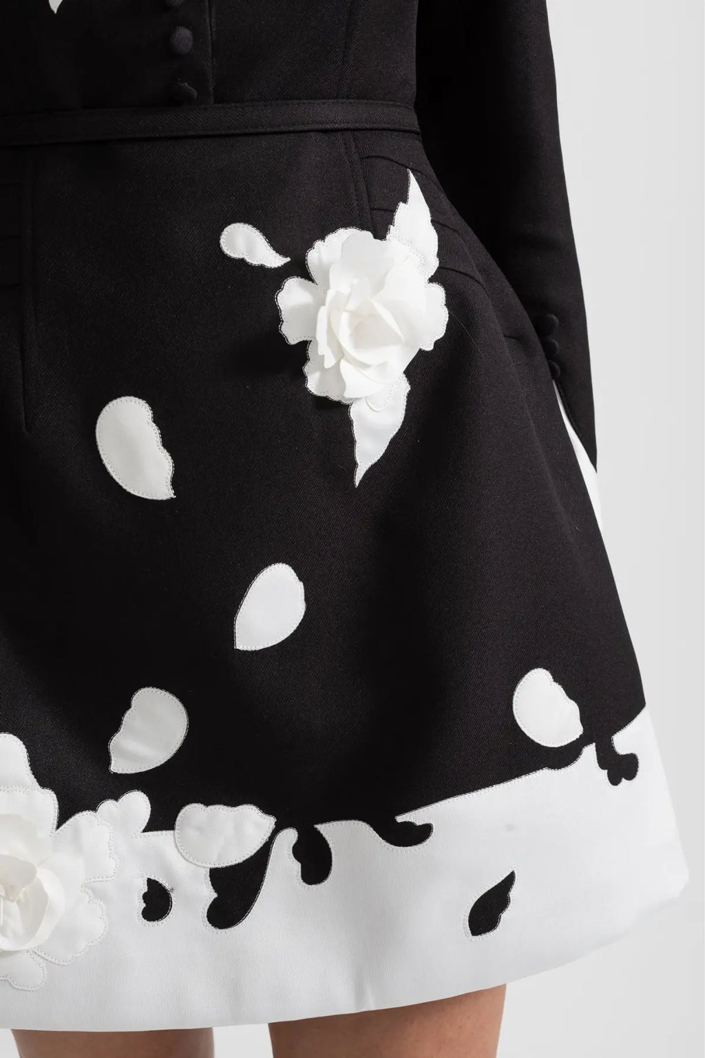 Tiaia Floral Appliqué Contrast Mini Dress - Black Avalabel