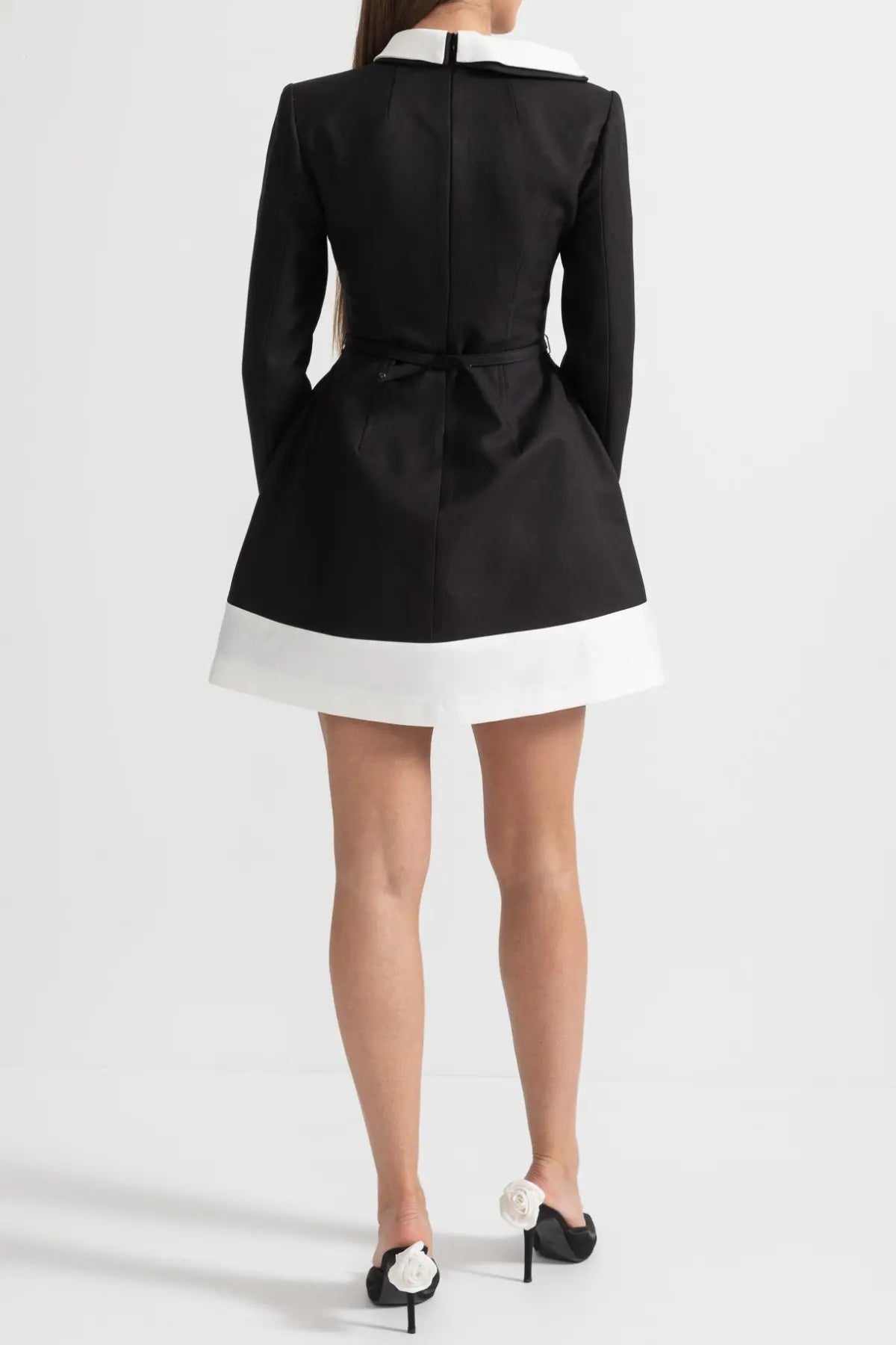 Tiaia Floral Appliqué Contrast Mini Dress - Black Avalabel