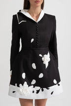Tiaia Floral Appliqué Contrast Mini Dress - Black Avalabel