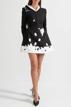 Tiaia Floral Appliqué Contrast Mini Dress - Black Avalabel