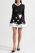 Tiaia Floral Appliqué Contrast Mini Dress - Black Avalabel