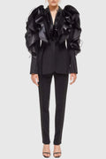 ashley Ruffle embellished Blazer in black Avalabel