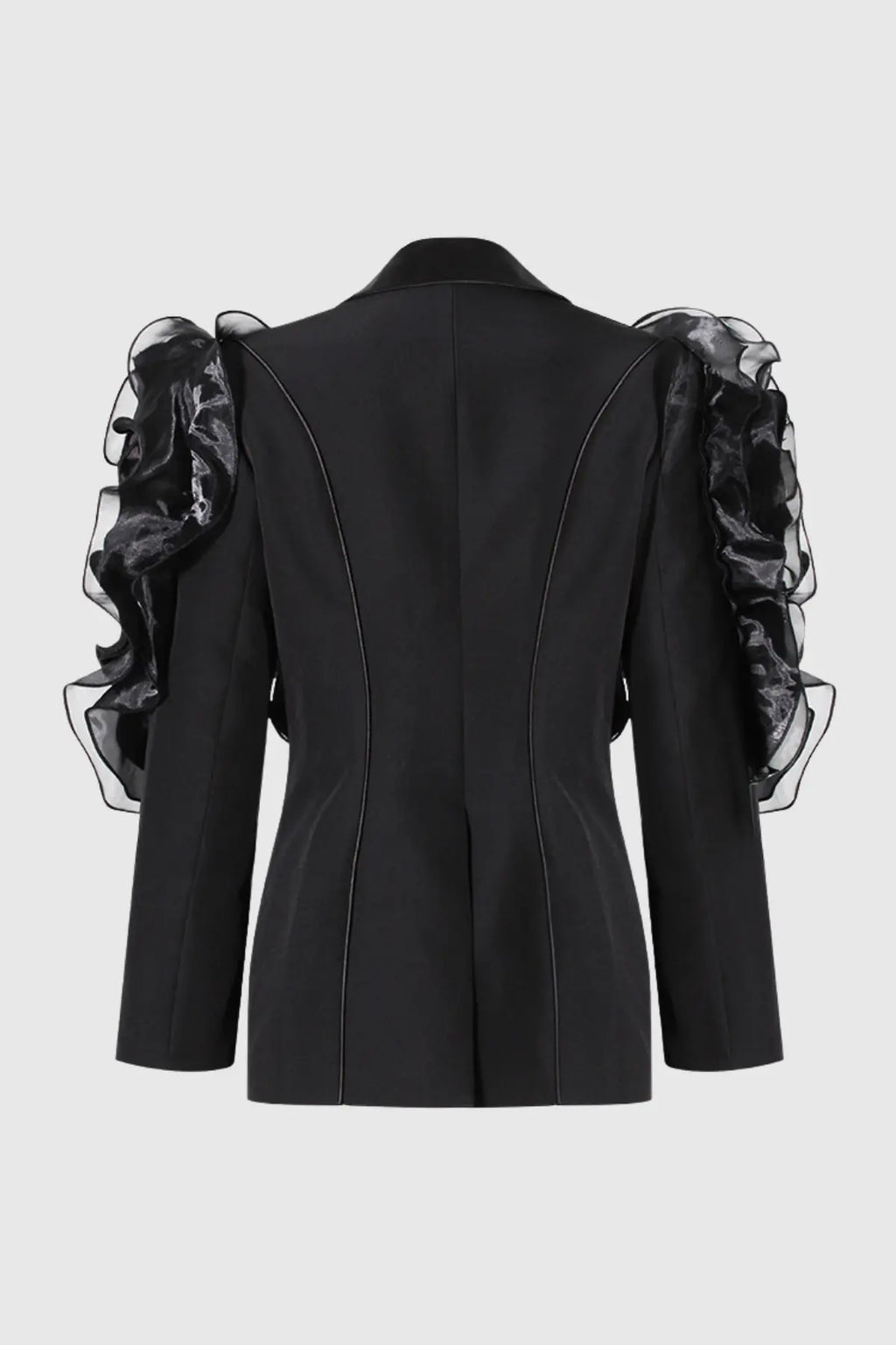 ashley Ruffle embellished Blazer in black Avalabel