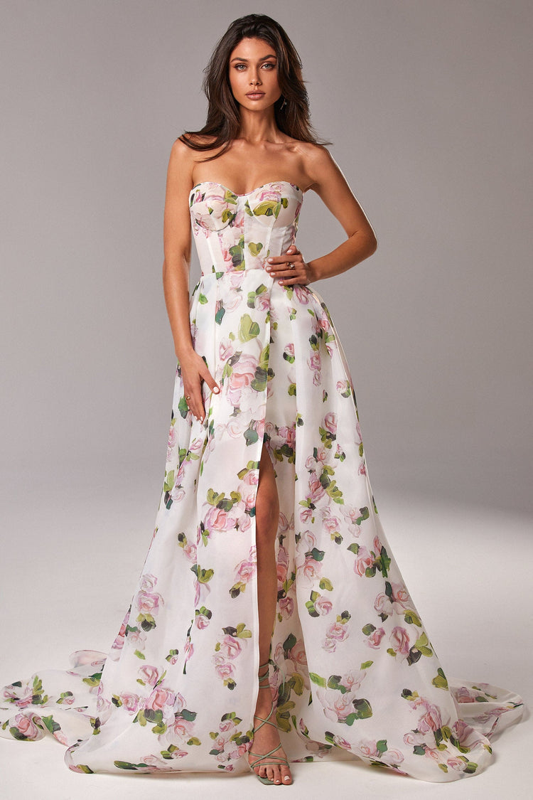 Trinity Printed Strapless Maxi Dress Avalabel