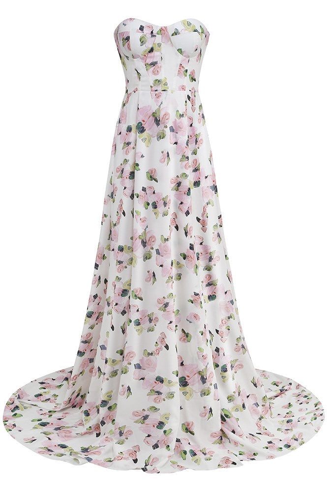 Trinity Printed Strapless Maxi Dress Avalabel