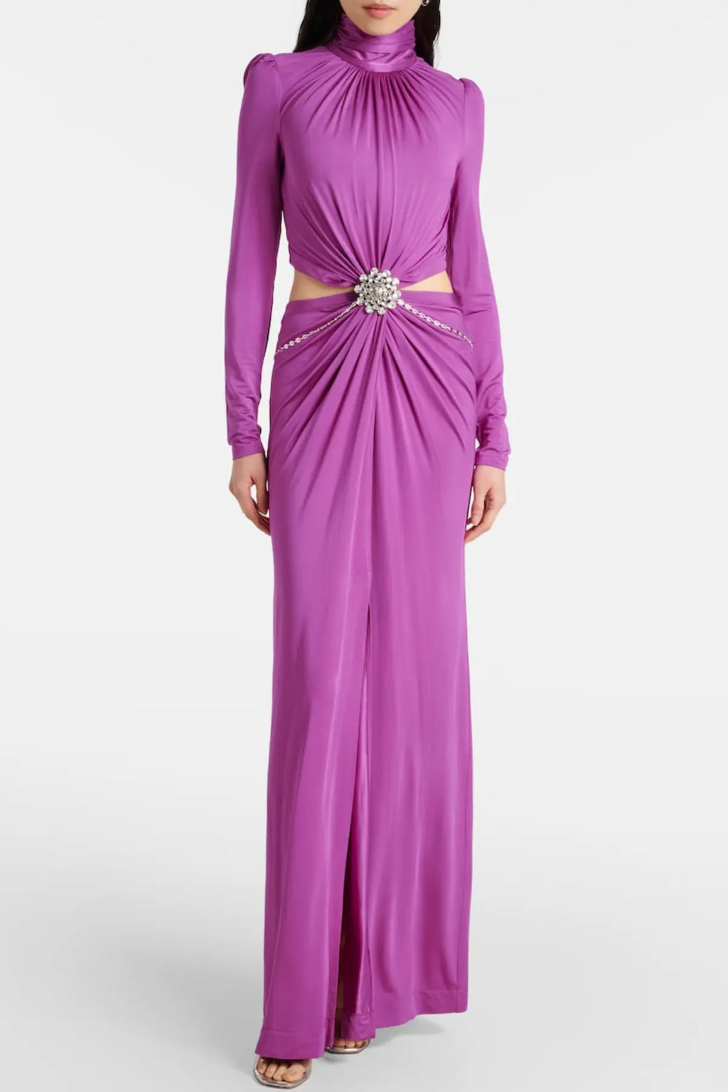 Trisa Crystal Embellished Cutout Maxi Dress - Purple Avalabel
