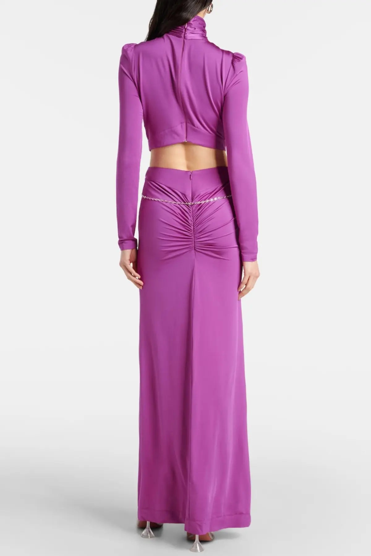 Trisa Crystal Embellished Cutout Maxi Dress - Purple Avalabel