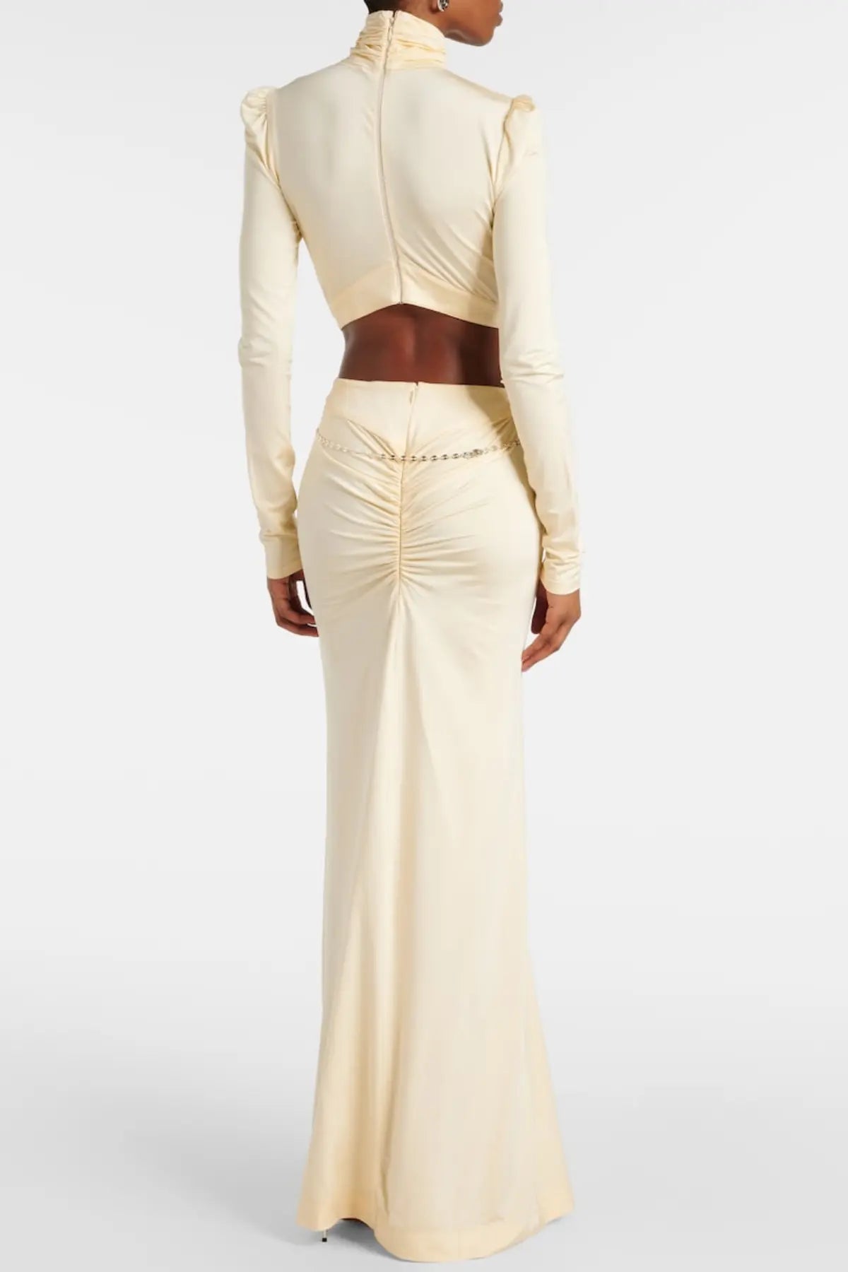 Trisa Crystal Embellished Cutout Maxi Dress - Yellow Avalabel
