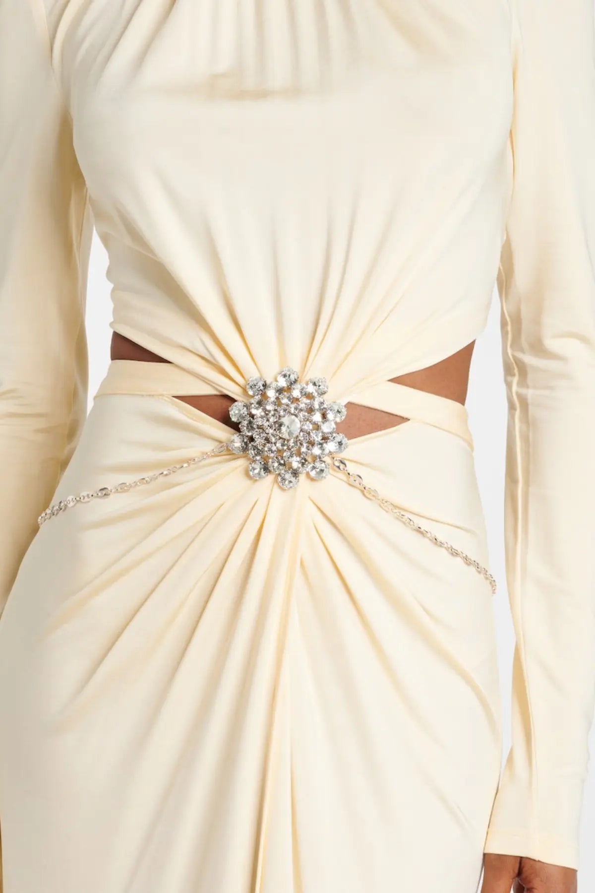 Trisa Crystal Embellished Cutout Maxi Dress - Yellow Avalabel