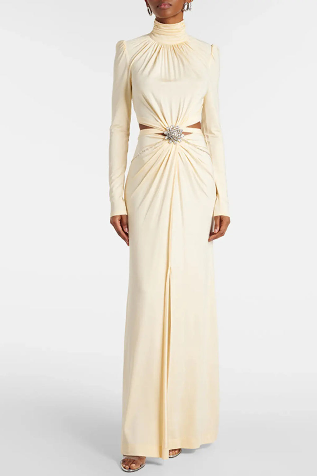 Trisa Crystal Embellished Cutout Maxi Dress - Yellow Avalabel