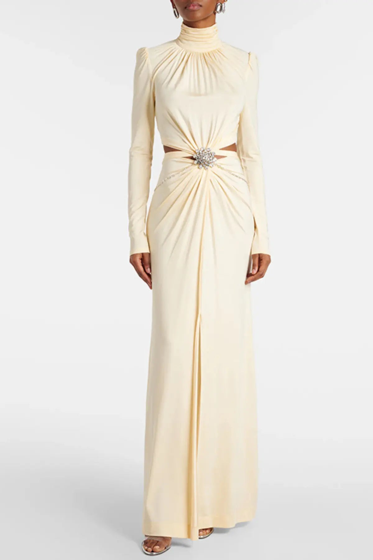 Trisa Crystal Embellished Cutout Maxi Dress - Yellow Avalabel