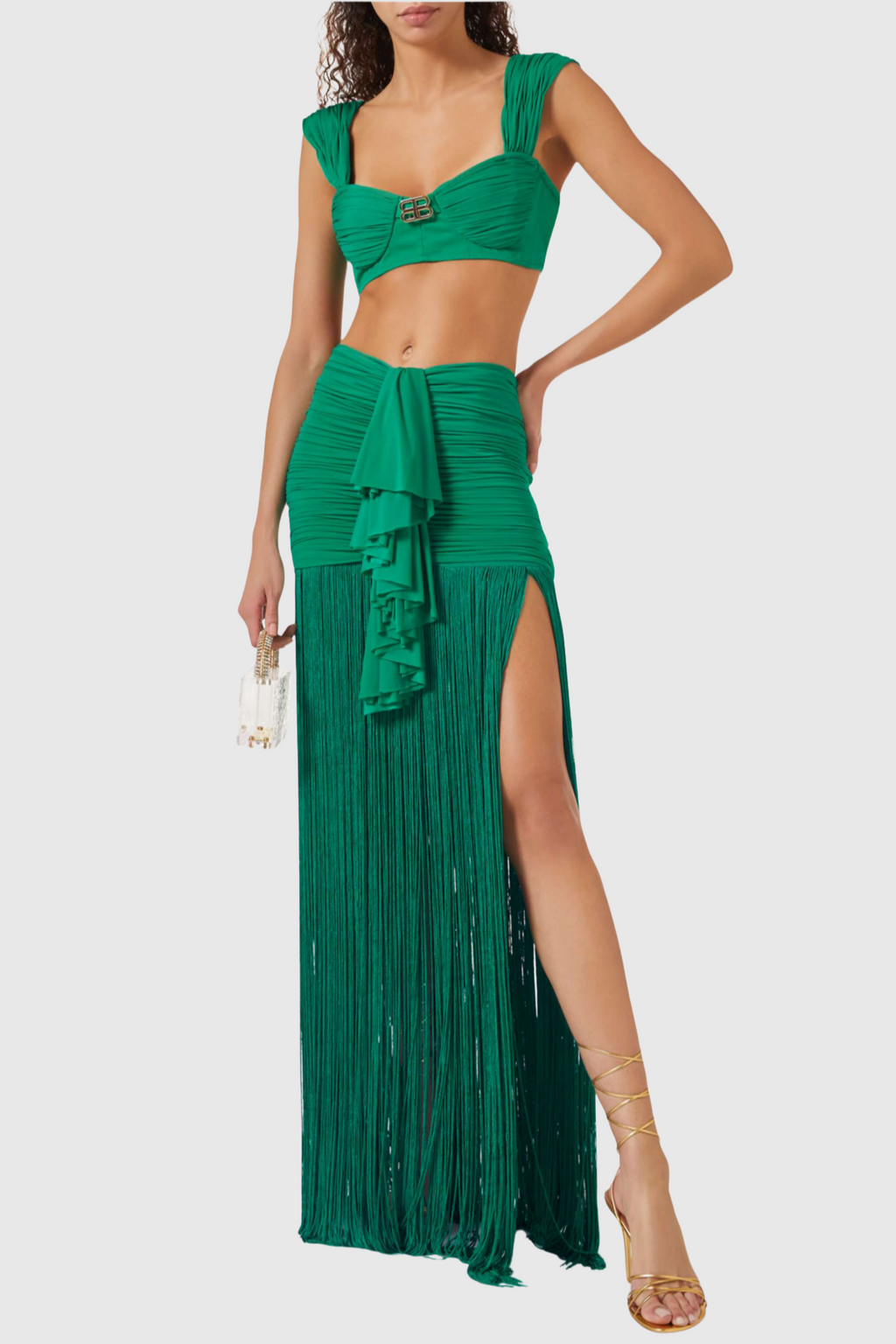 Tyonska Fringe Ruched Two Piece Set Avalabel