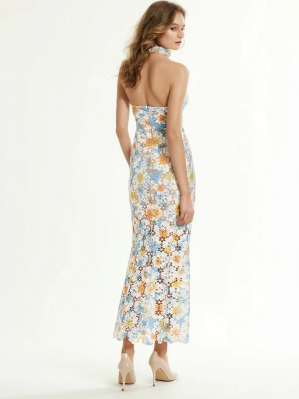 V-Neck Side Split Long Dress Avalabel