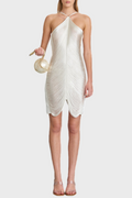 Veroty Halter Fringe Mini Dress - White Avalabel