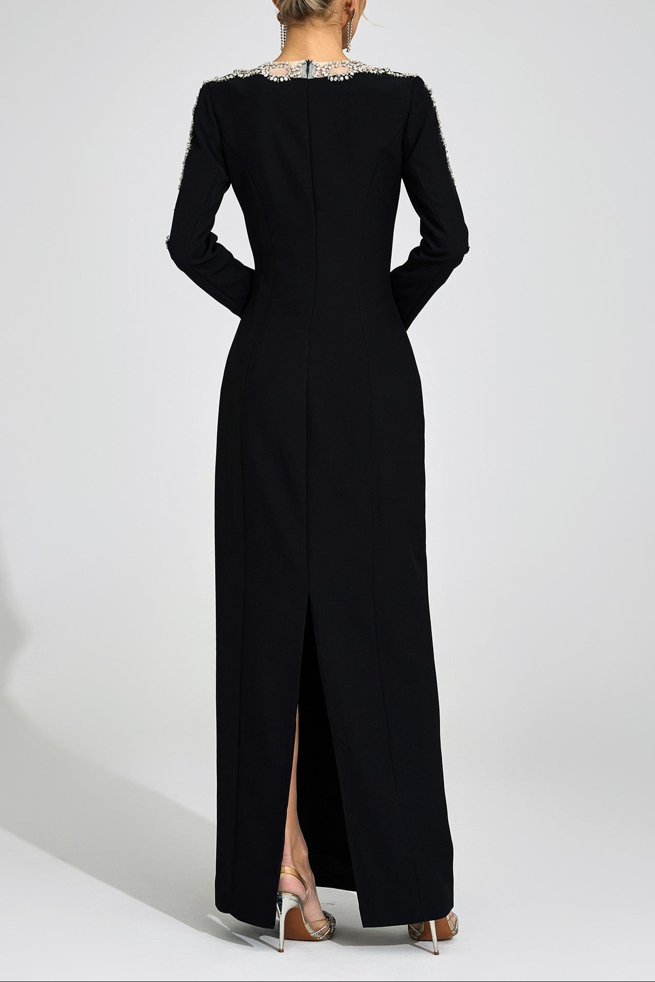 Tiffany Rhinestone Embellished Cutout Maxi Dress - Black Avalabel