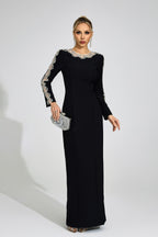 Tiffany Rhinestone Embellished Cutout Maxi Dress - Black Avalabel