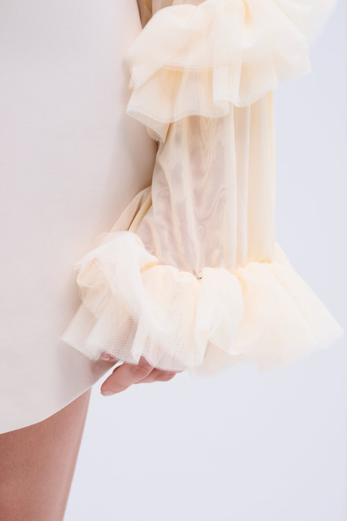 Ruffle Sleeve Blazer Mini Dress - Beige Avalabel