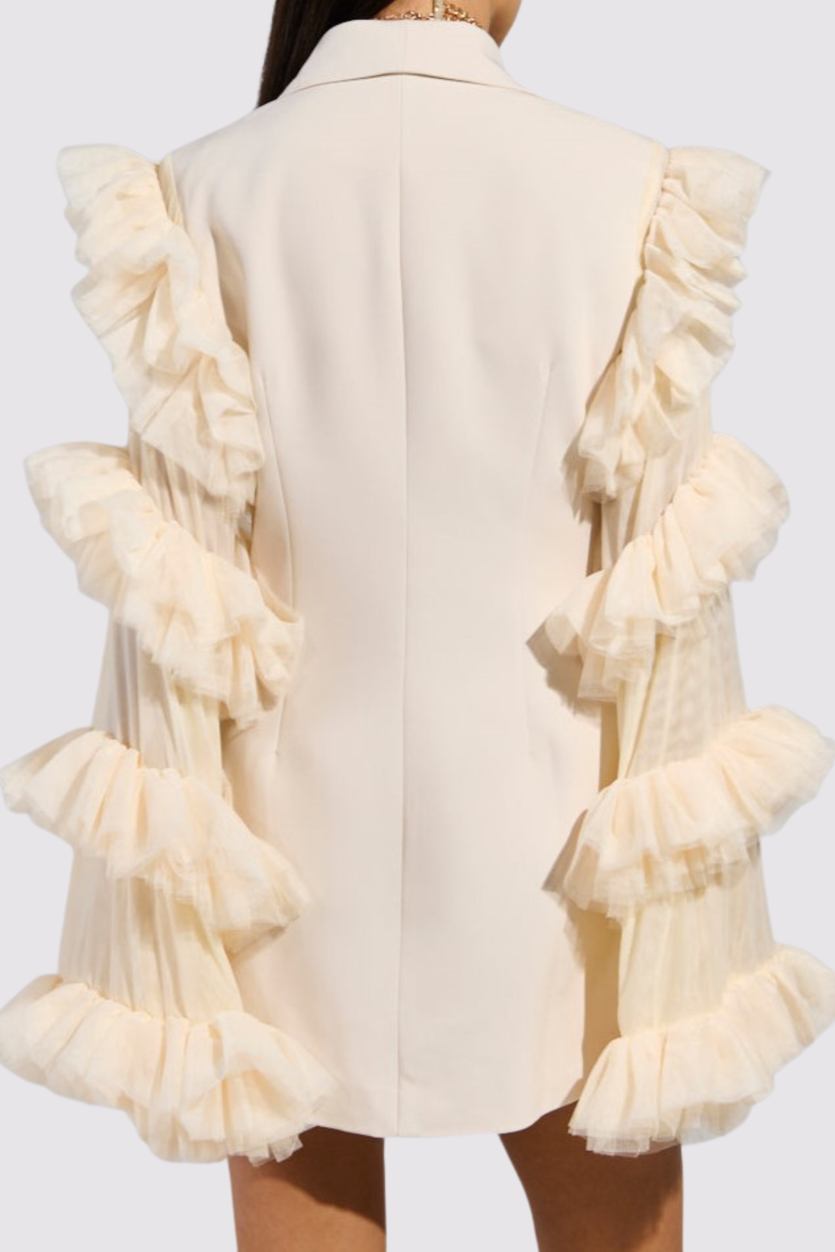 Ruffle Sleeve Blazer Mini Dress - Beige Avalabel