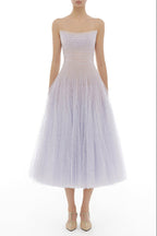 VIOLET DRAPED LACE MIDI DRESS Avalabel