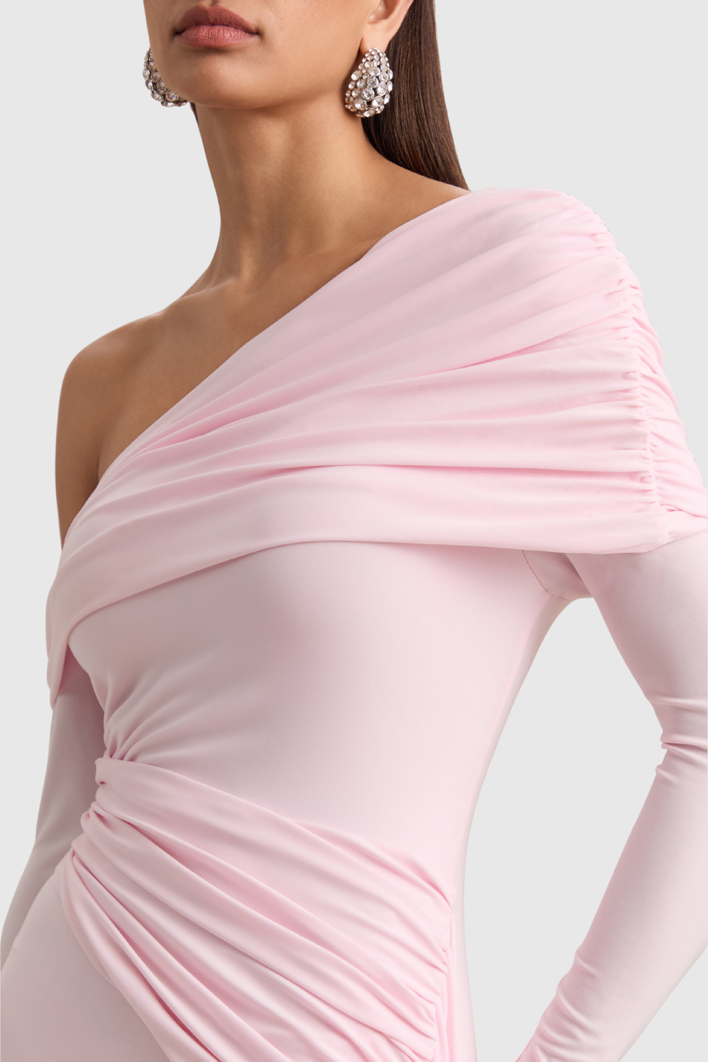 Vlaise Off Shoulder Draped Mini Dress - Pink Avalabel