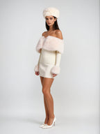 sherry Off Shoulder Furry Skirt Set Avalabel