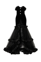 Yalie Ruffle Strapless Mesh Maxi Dress Avalabel
