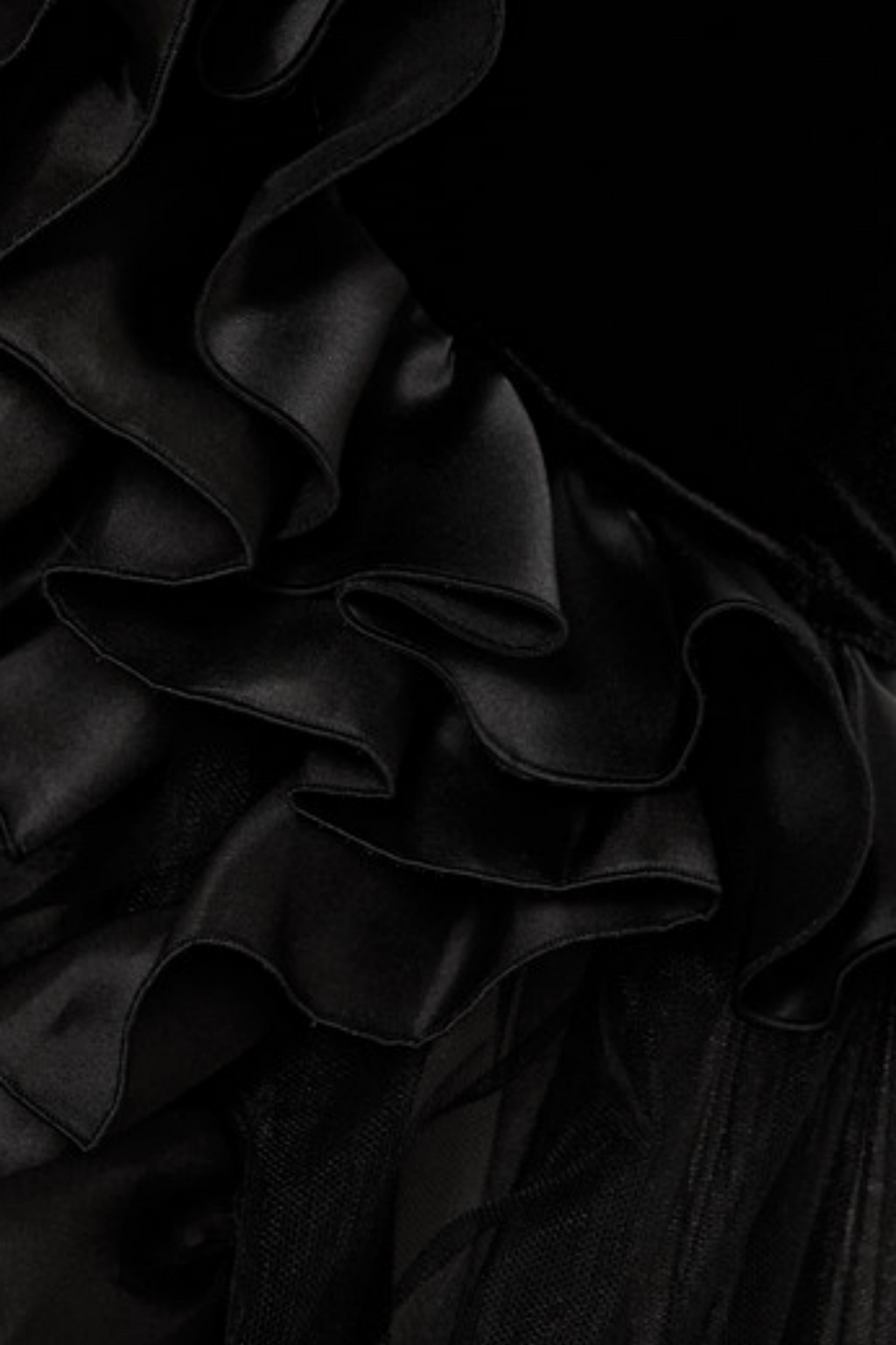 Yalie Ruffle Strapless Mesh Maxi Dress Avalabel