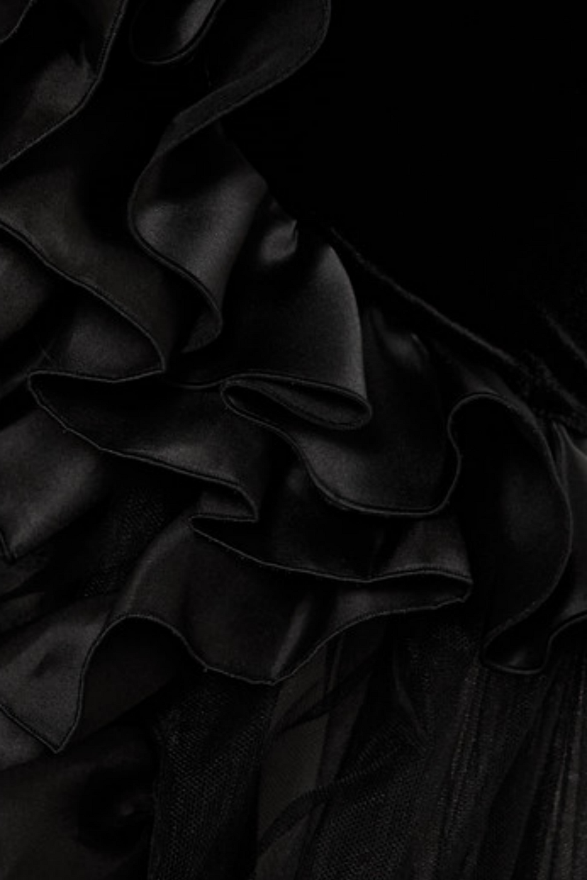 Yalie Ruffle Strapless Mesh Maxi Dress Avalabel