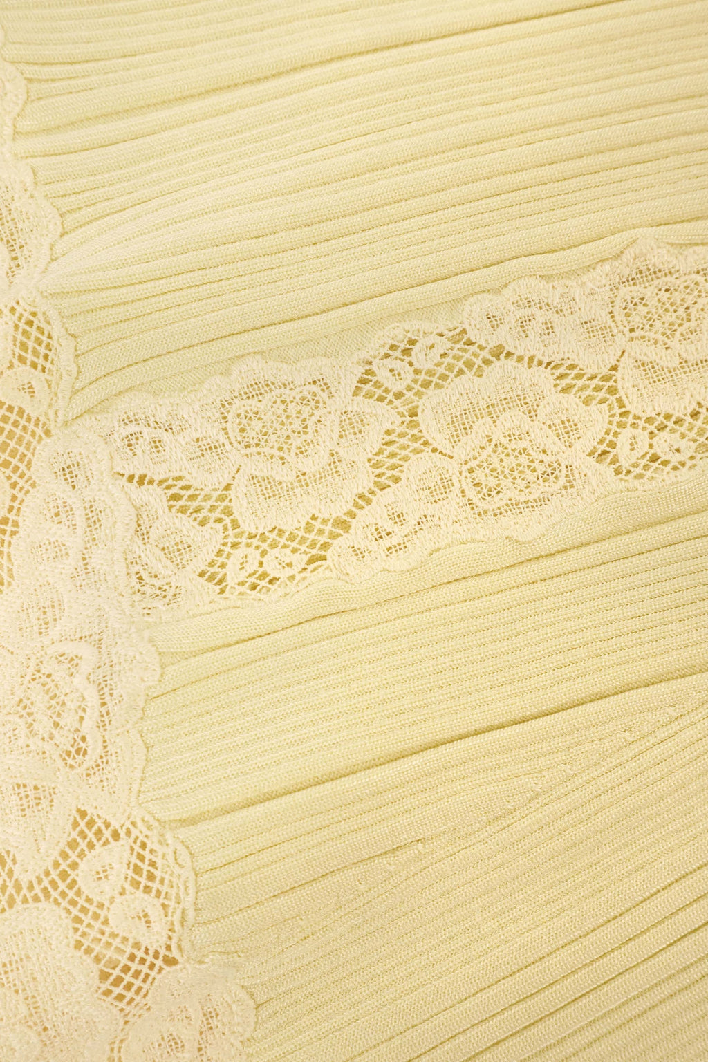 Yellow Knit Lace Insert Midi Dress Avalabel