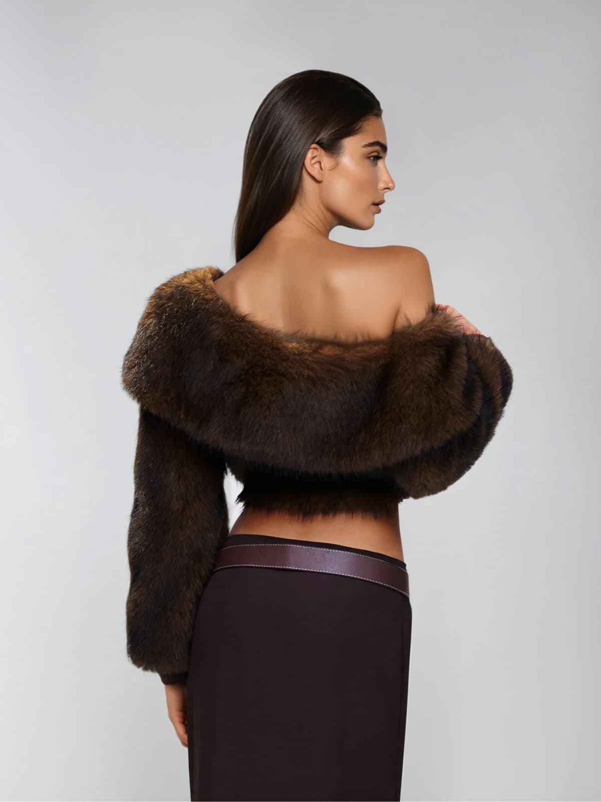 stacey One Shoulder Furry Top Avalabel