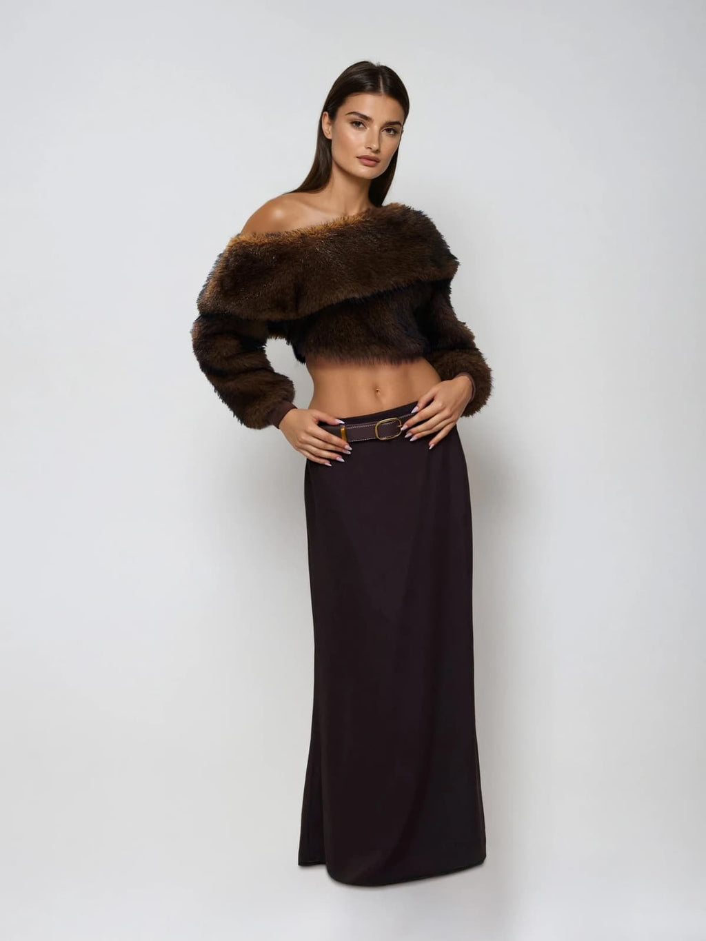 stacey One Shoulder Furry Top Avalabel