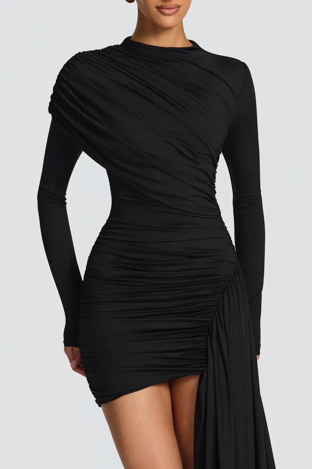 Yetera Draped Mini Dress - Black Avalabel