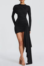 Yetera Draped Mini Dress - Black Avalabel