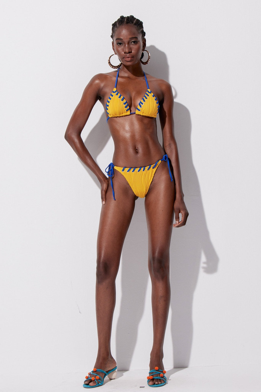 Ying Stripe Halter Neck Swimwear In Yellow Avalabel