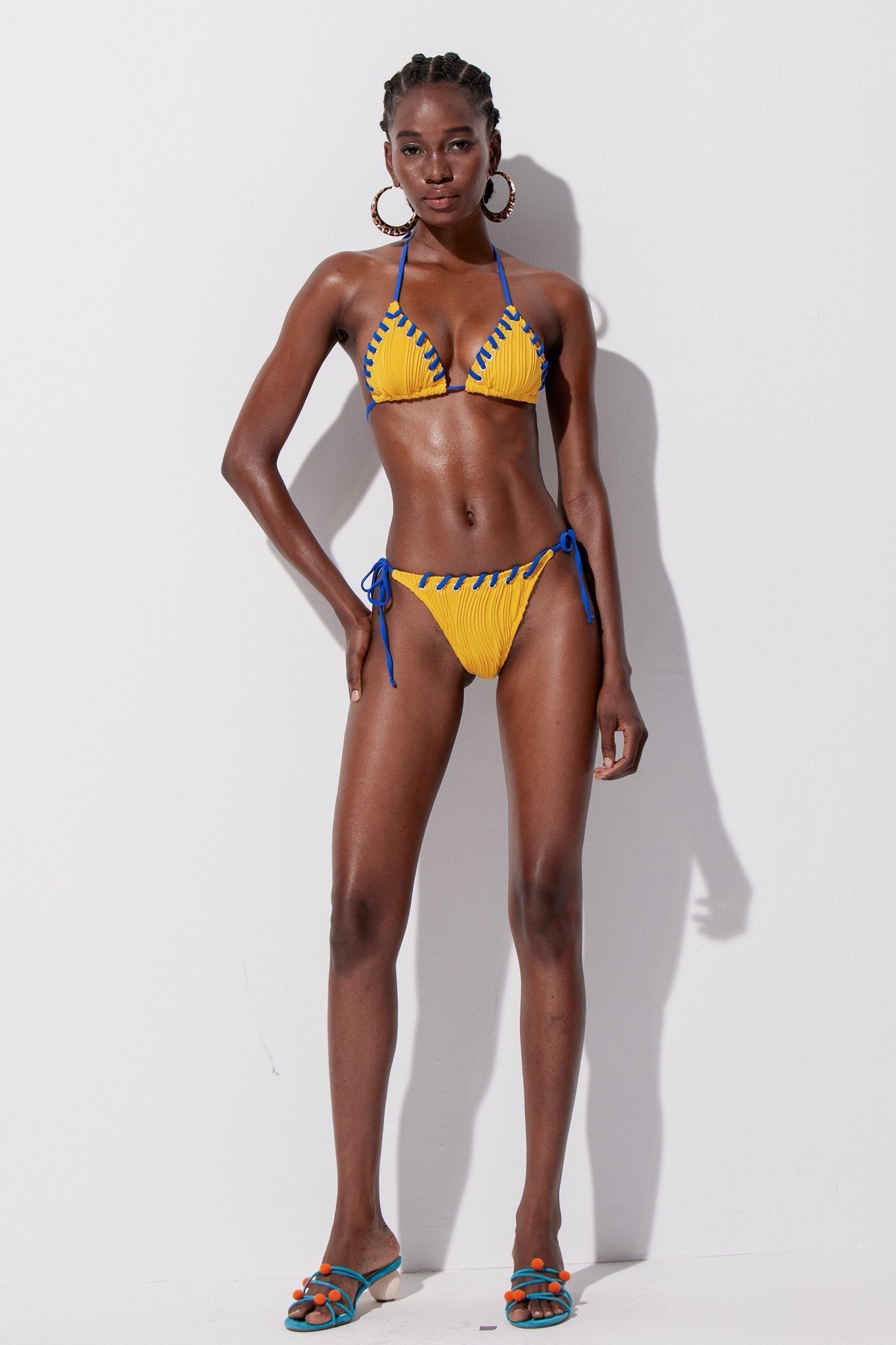 Ying Stripe Halter Neck Swimwear In Yellow Avalabel