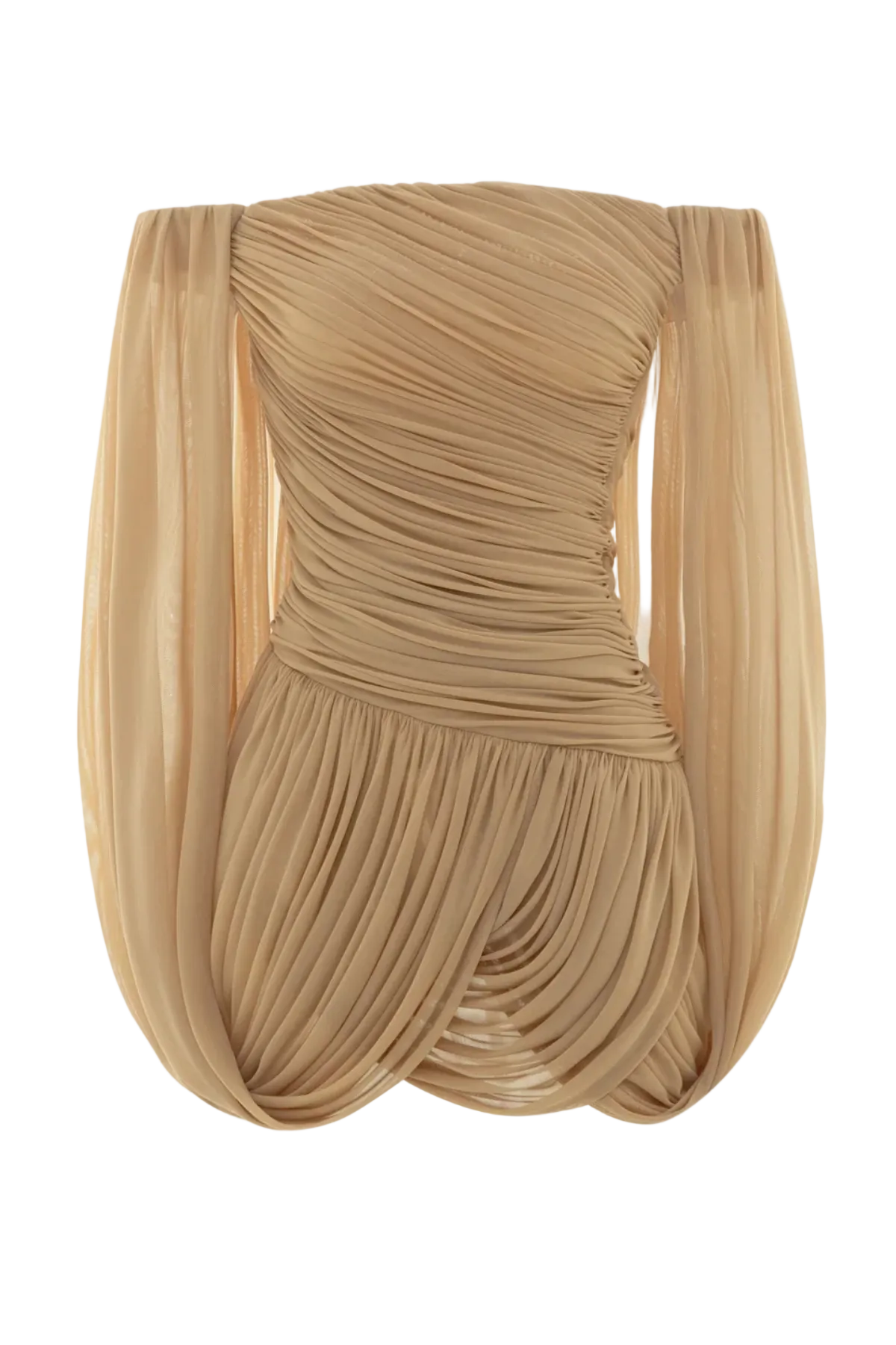 Zhuria Off Shoulder Draped Mini Dress - Khaki Avalabel